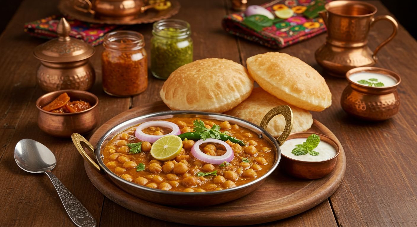 Receita indiana de Chole Bhature